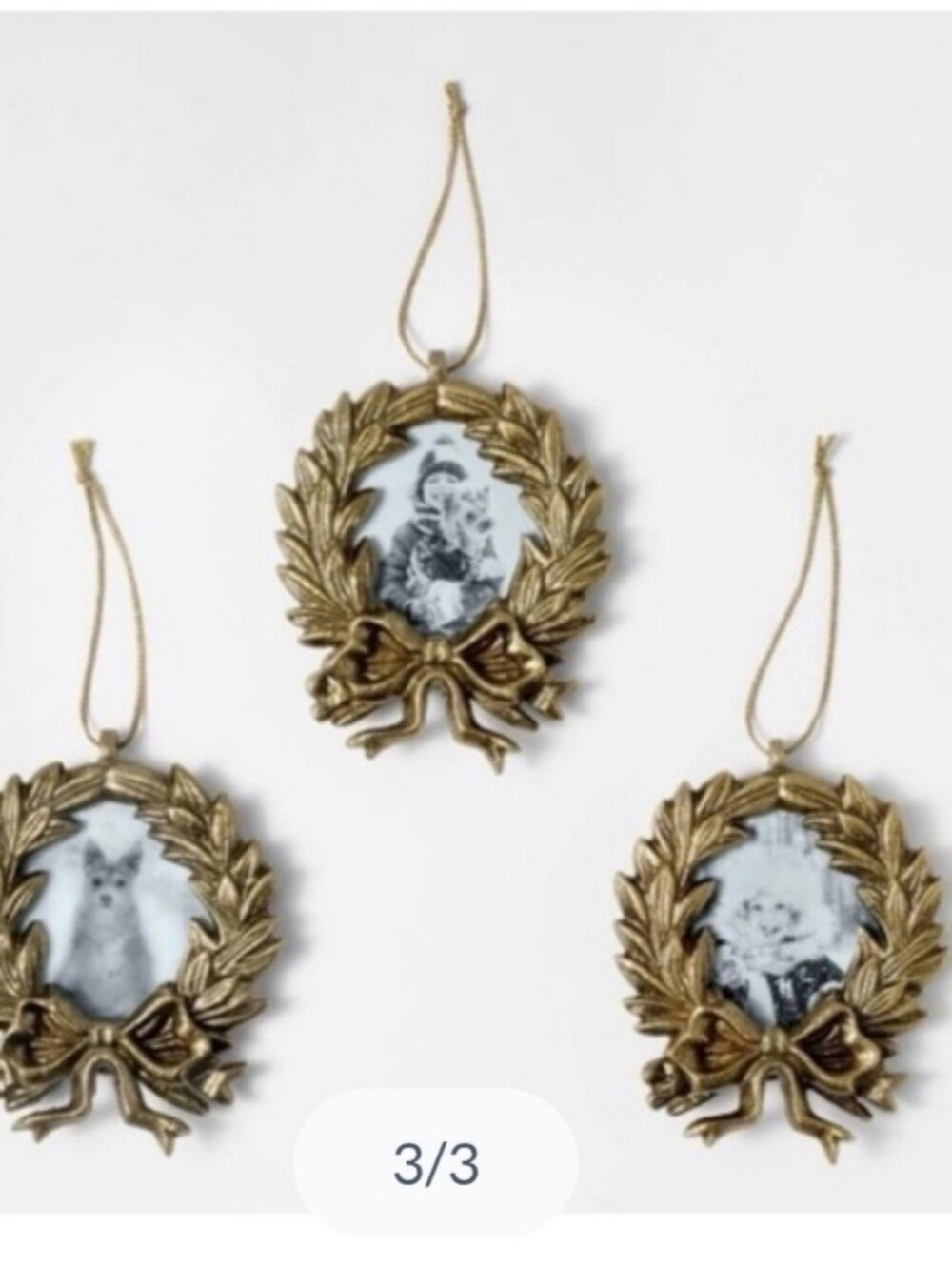 Threshold des. w/Studio Mcgee 3 Wreath Picture Frame Christmas Ornament set